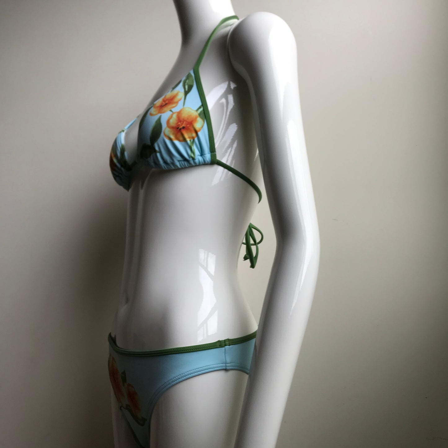 Billabong Bikini Blue & Olive Floral Print low rise triangle top swimsuit
