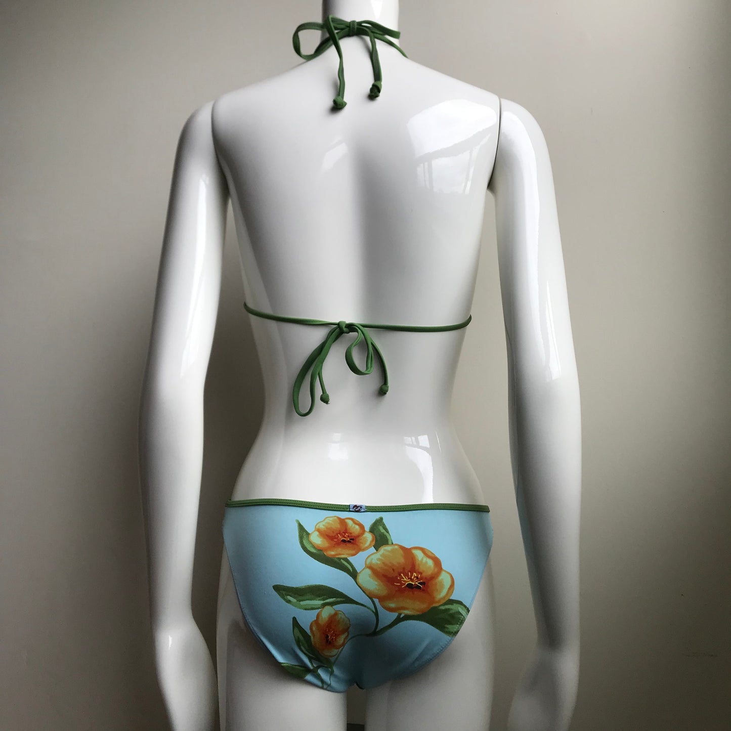 Billabong Bikini Blue & Olive Floral Print low rise triangle top swimsuit