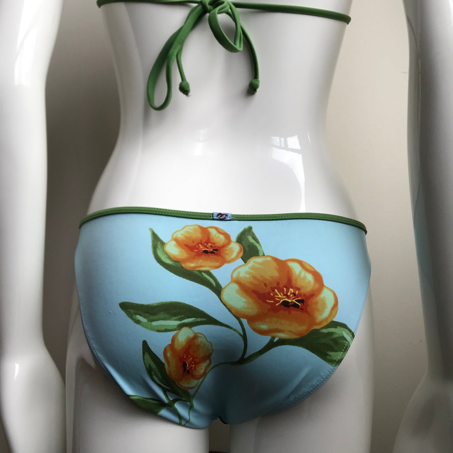 Billabong Bikini Blue & Olive Floral Print low rise triangle top swimsuit