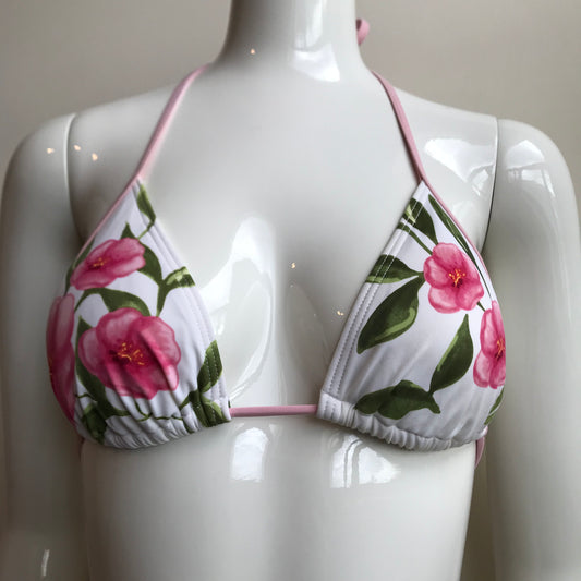 Billabong Bikini Pink & White Floral Print low rise triangle top swimsuit