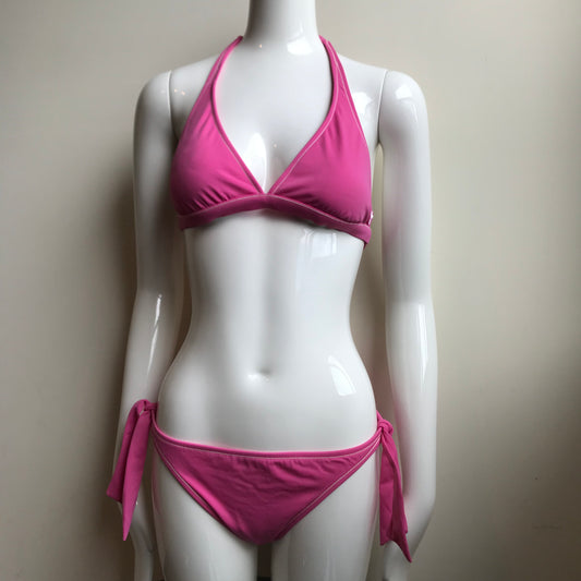 Billabong Bikini Solid Pink Halter top low rise swimsuit