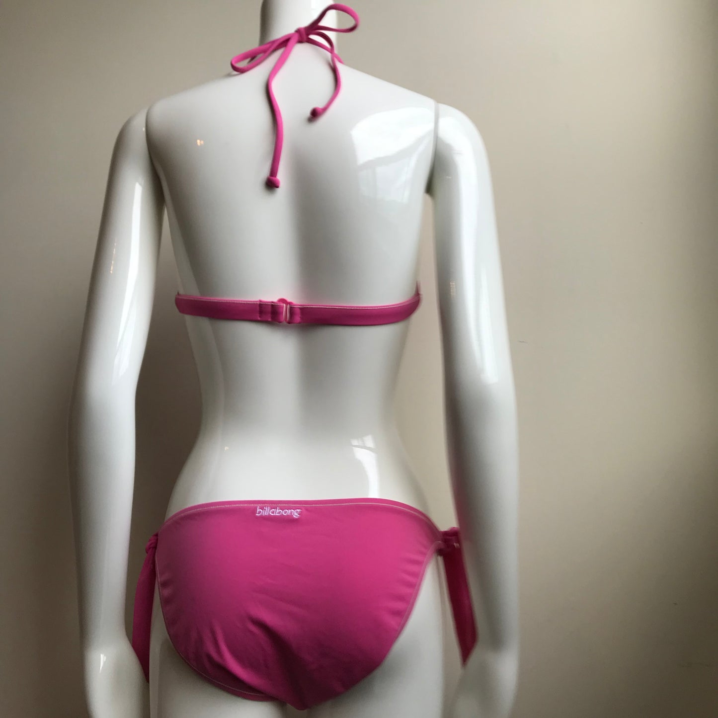 Billabong Bikini Solid Pink Halter top low rise swimsuit