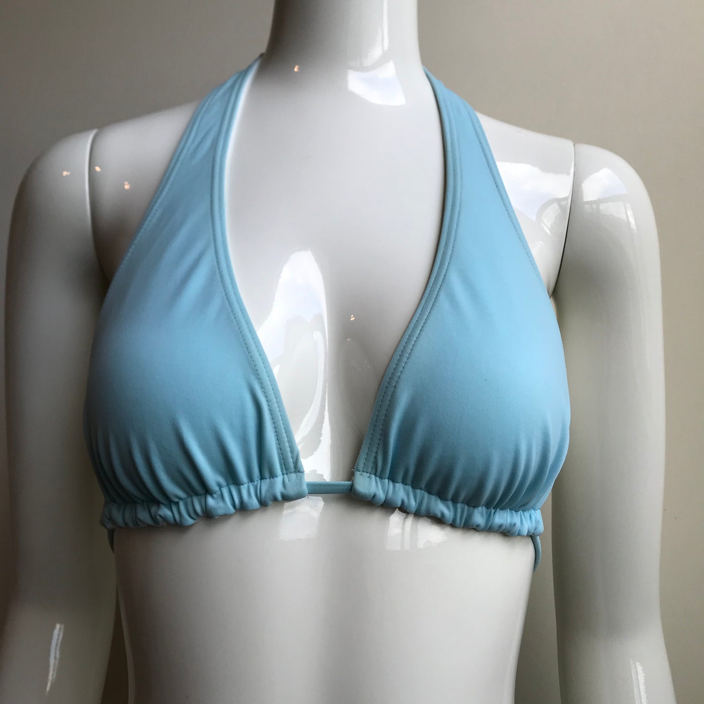 Billabong Bikini Light Blue Solid Reversible White Halter Top Swimwear