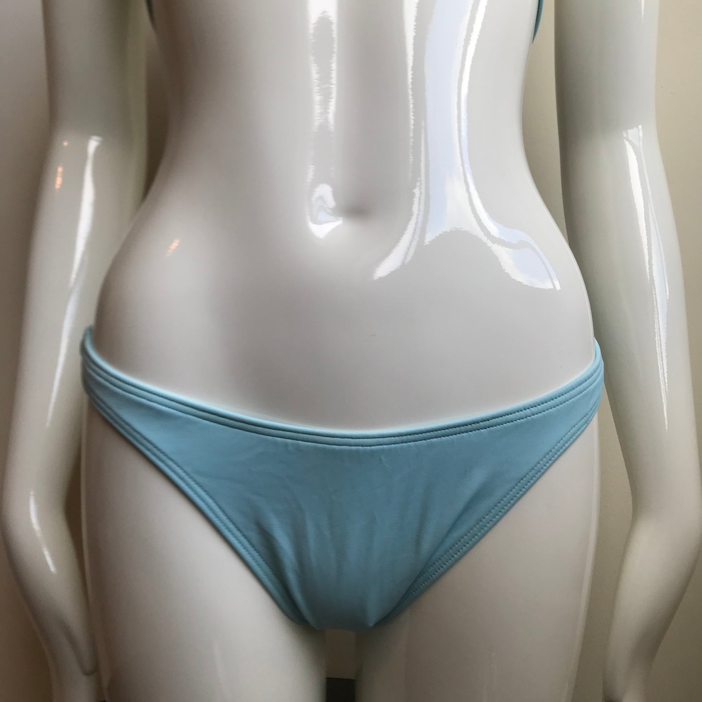Billabong Bikini Light Blue Solid Reversible White Halter Top Swimwear