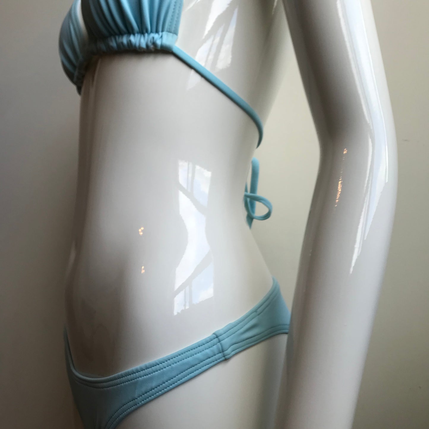 Billabong Bikini Light Blue Solid Reversible White Halter Top Swimwear