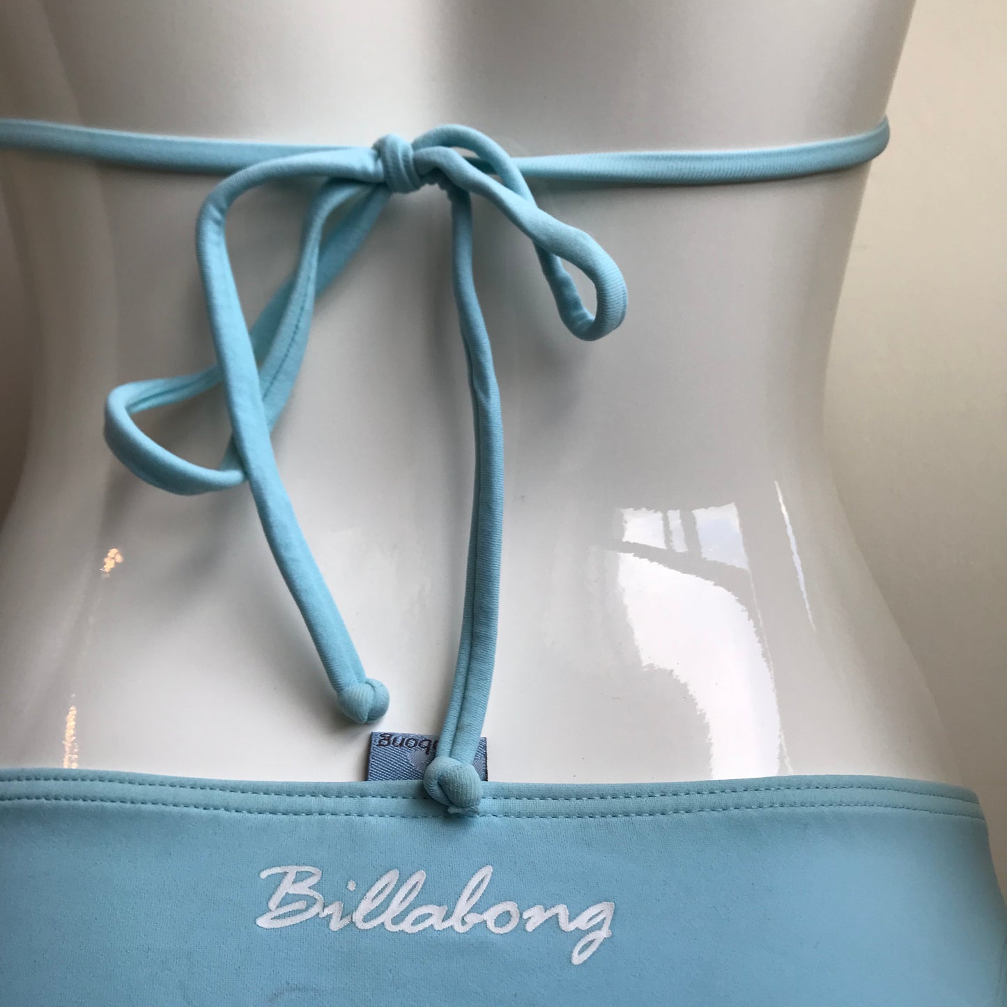 Billabong Bikini Light Blue Solid Reversible White Halter Top Swimwear