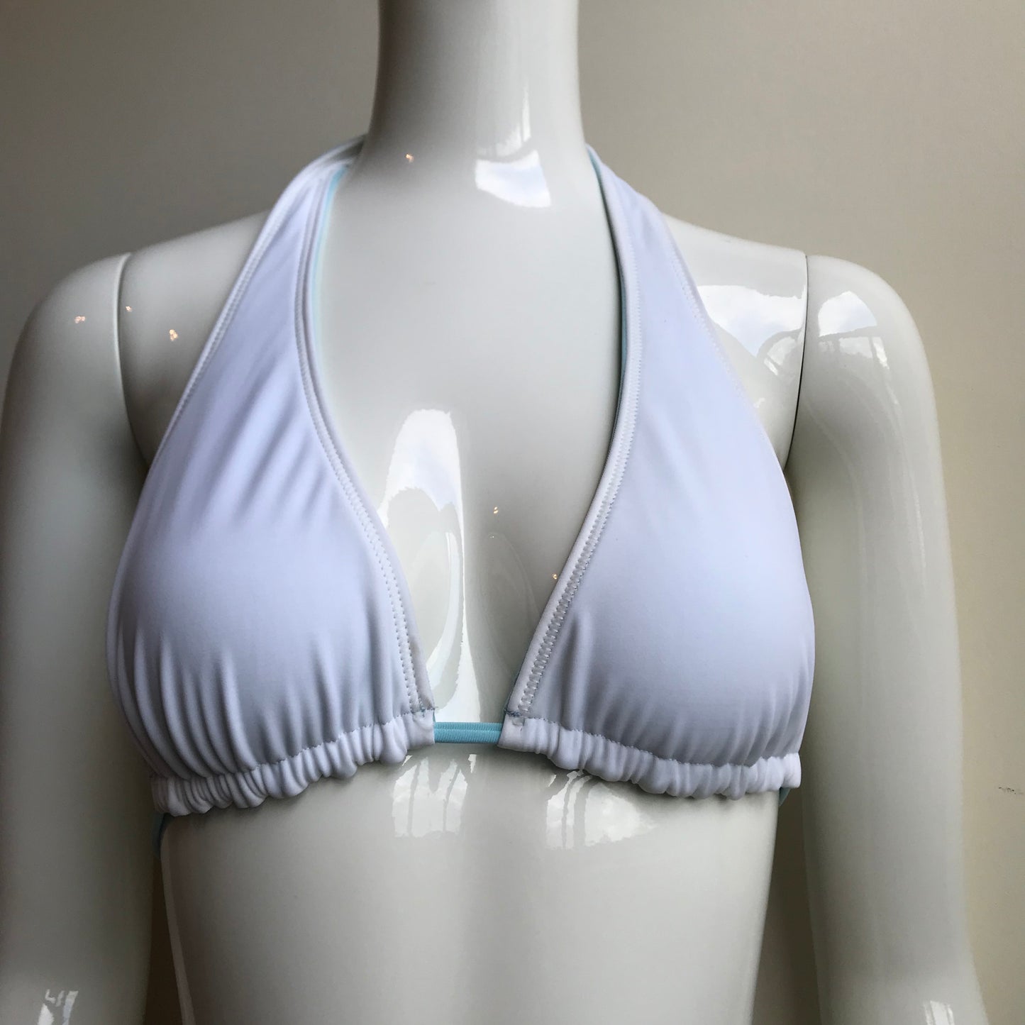 Billabong Bikini Light Blue Solid Reversible White Halter Top Swimwear
