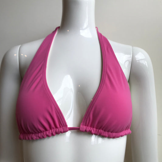Billabong Bikini Pink Solid Reversible Cream Halter Top Swimsuit