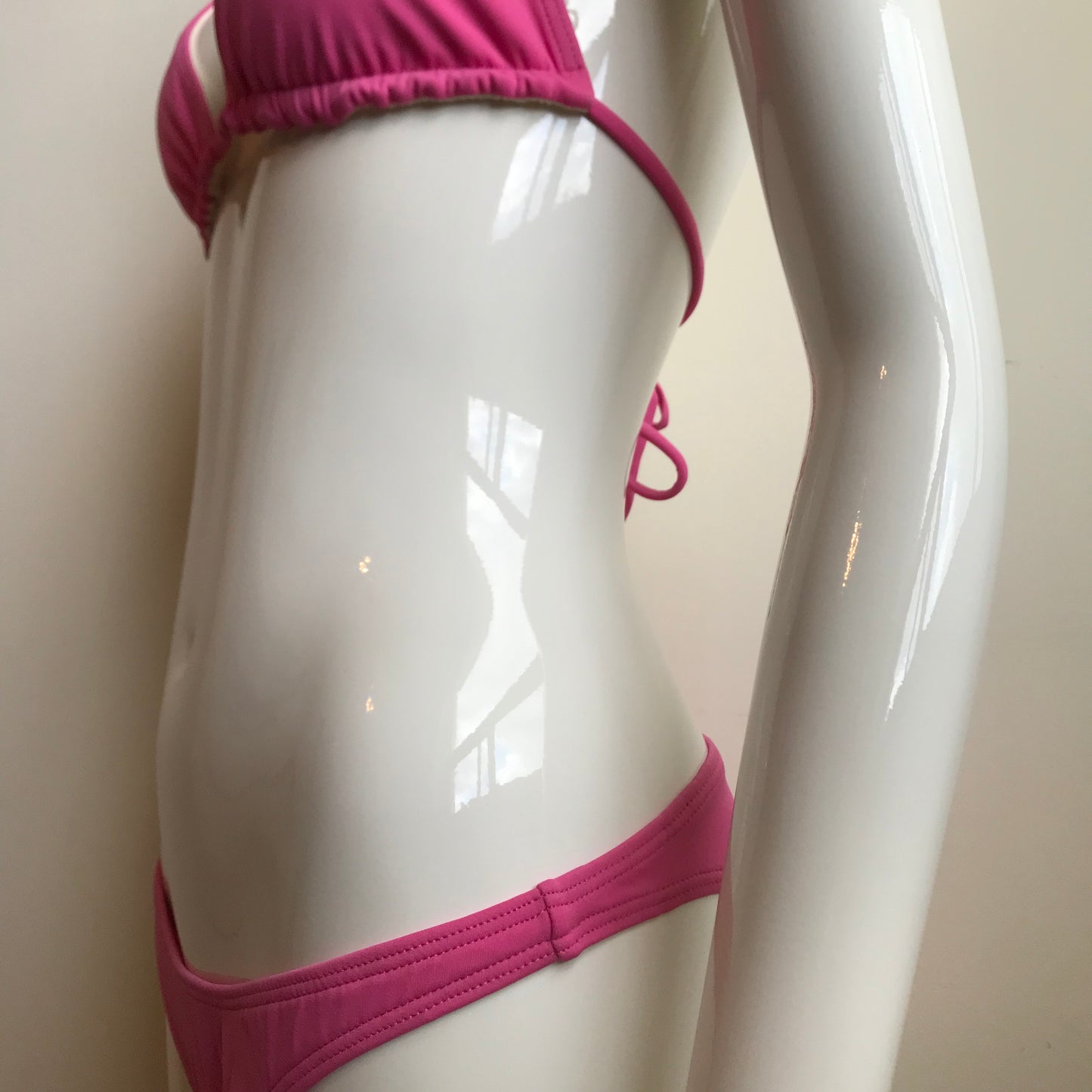 Billabong Bikini Pink Solid Reversible Cream Halter Top Swimsuit