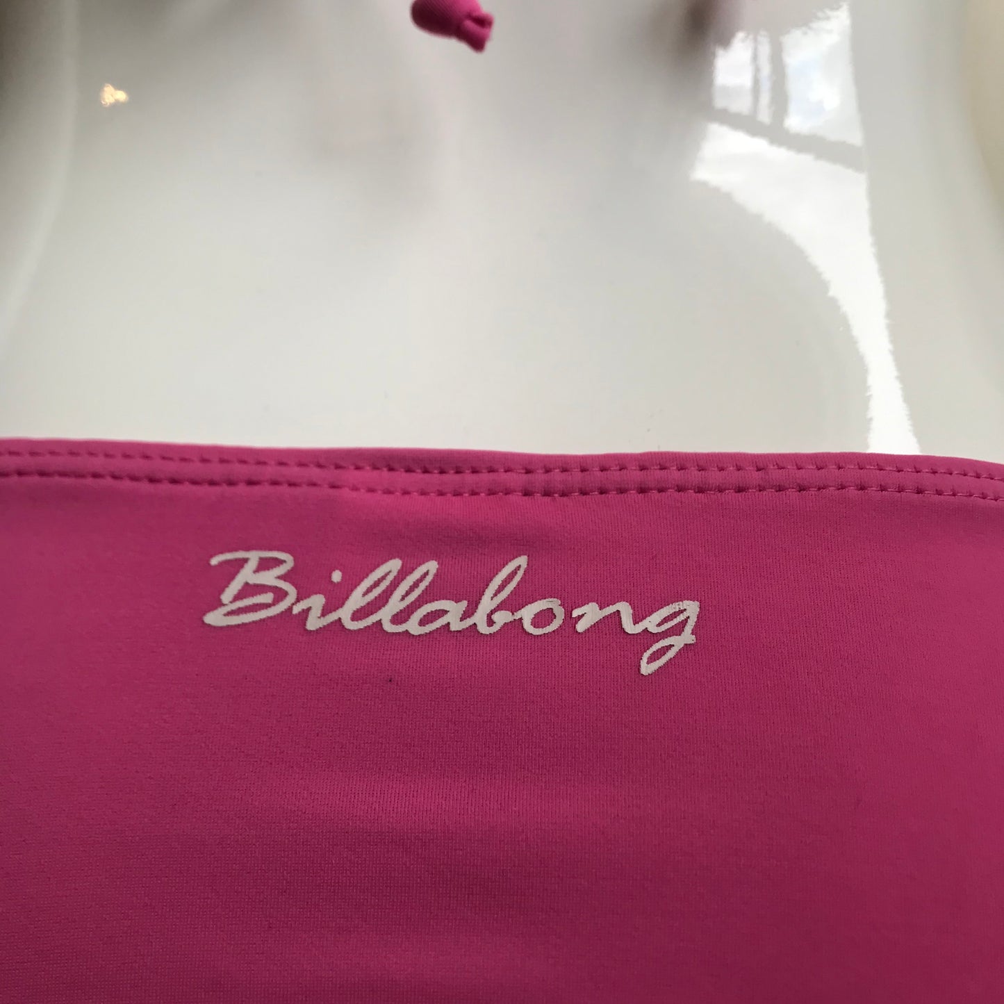 Billabong Bikini Pink Solid Reversible Cream Halter Top Swimsuit