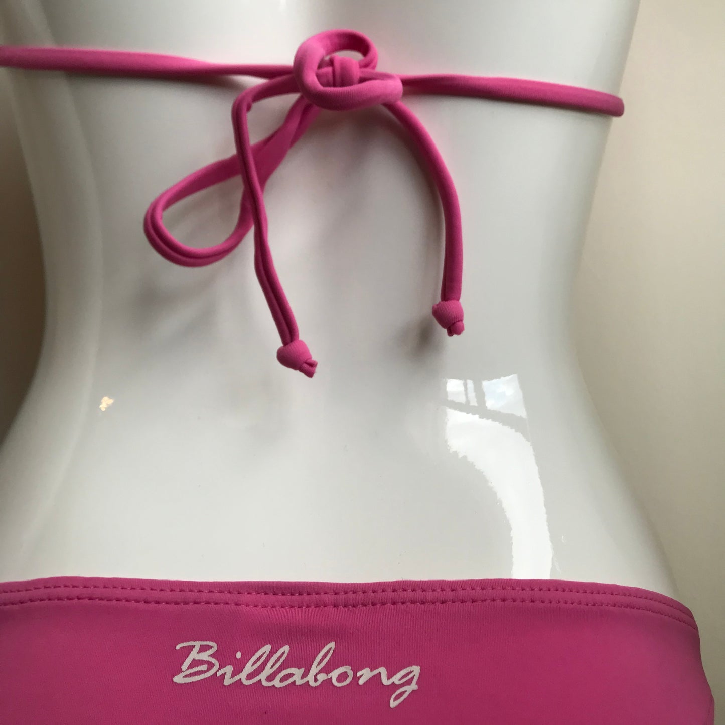 Billabong Bikini Pink Solid Reversible Cream Halter Top Swimsuit
