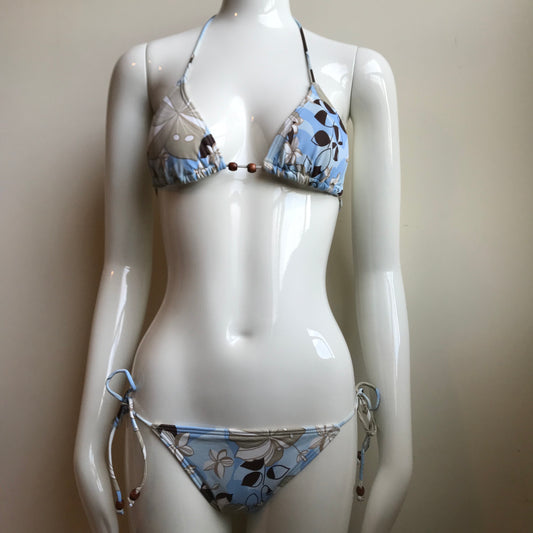 Billabong Swim Blue Brown Floral printed triangle bikini