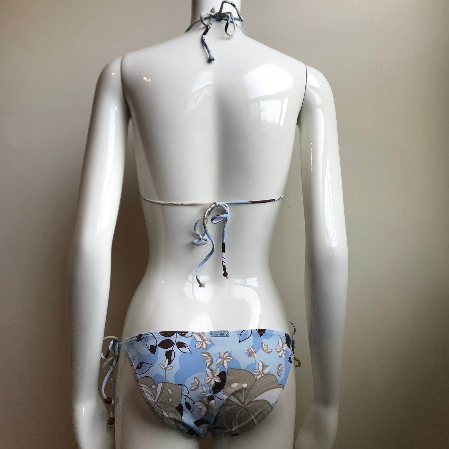 Billabong Swim Blue Brown Floral printed triangle bikini
