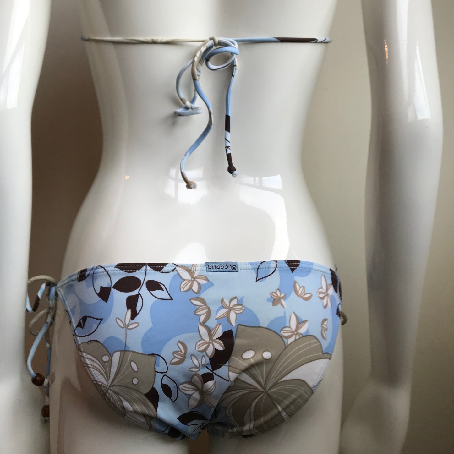 Billabong Swim Blue Brown Floral printed triangle bikini