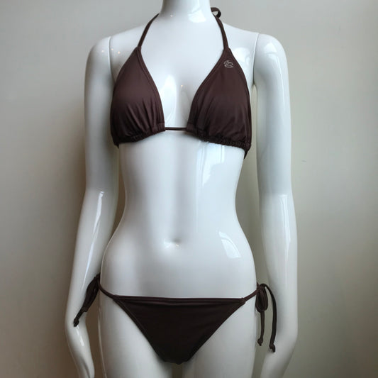 Billabong Bikini Chocolate Brown Solid D Cup Top Swimsuit