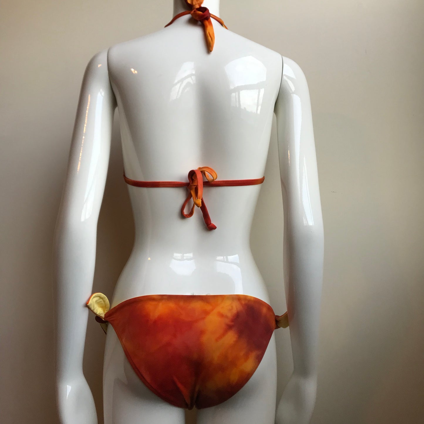 Billabong Bikini Reversible Tie Dye Orange & Yellow halter top low rise Swimsiuit