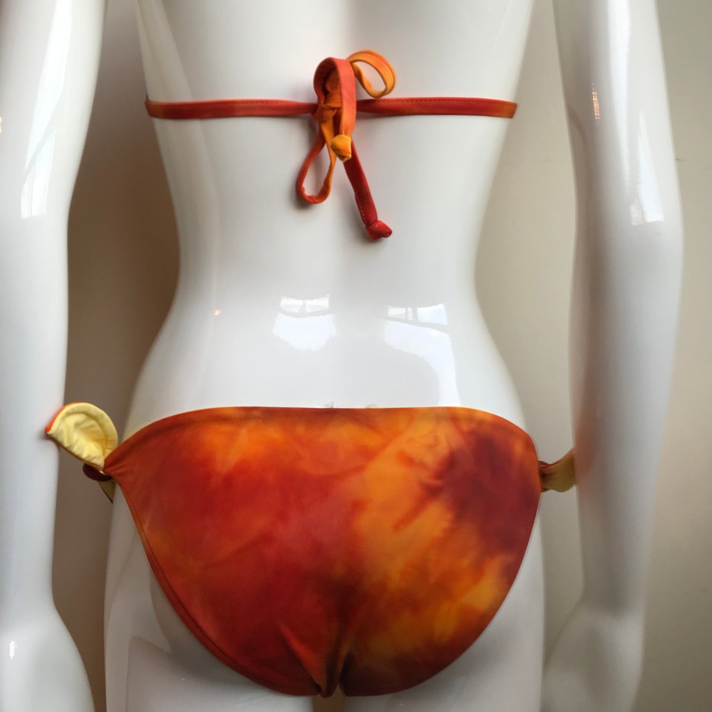 Billabong Bikini Reversible Tie Dye Orange & Yellow halter top low rise Swimsiuit
