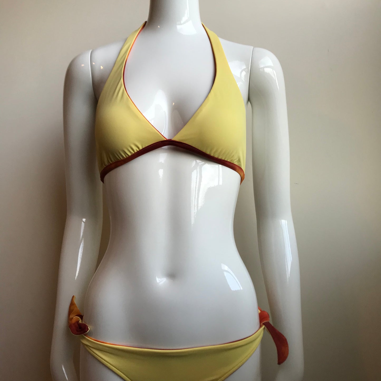 Billabong Bikini Reversible Tie Dye Orange & Yellow halter top low rise Swimsiuit