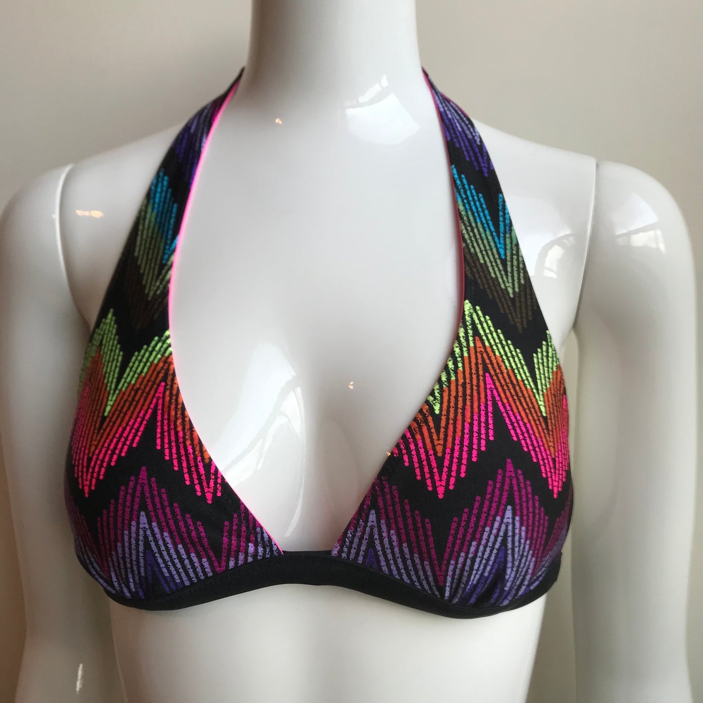 Rip Curl Swim multi color reversible neon pink solid halter bikini top