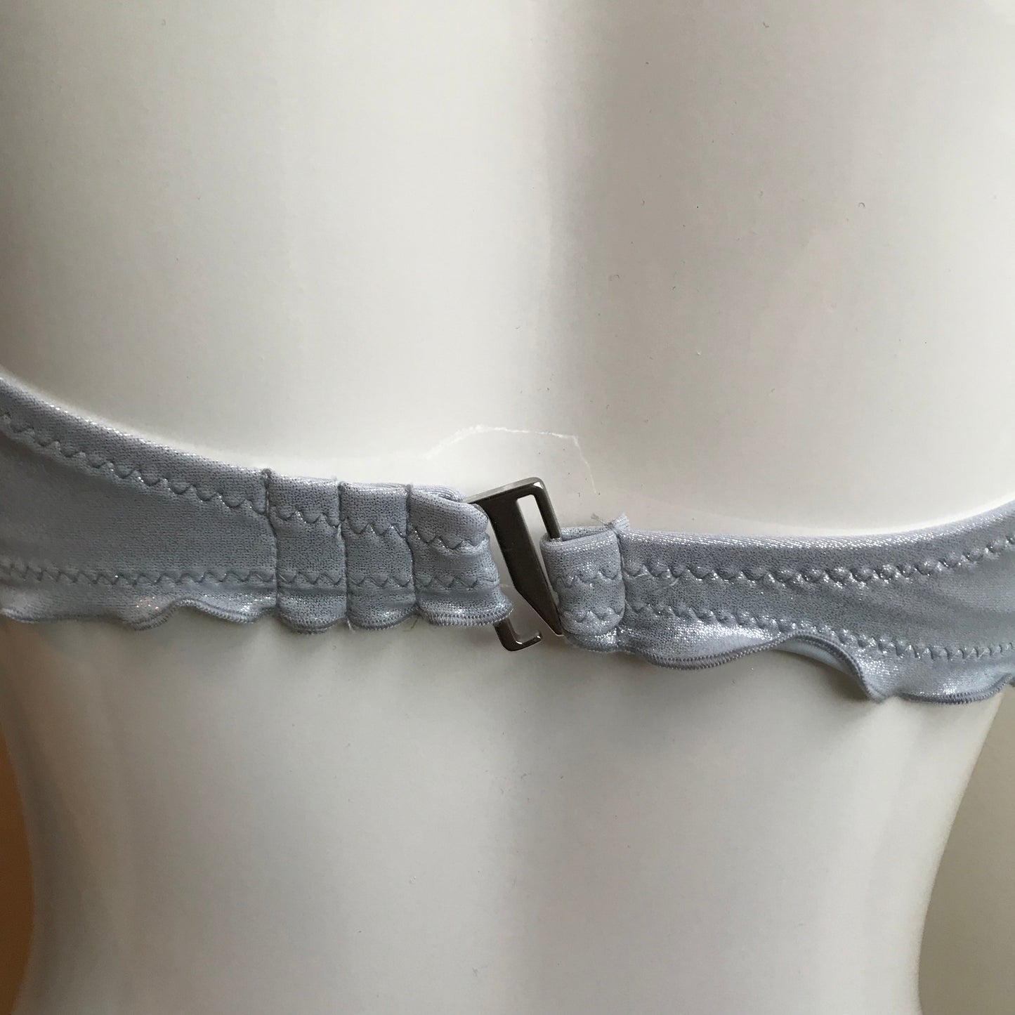 Sun Dazed Silver Underwire bra 34DD D/DD Cup shirred ruffle bikini M