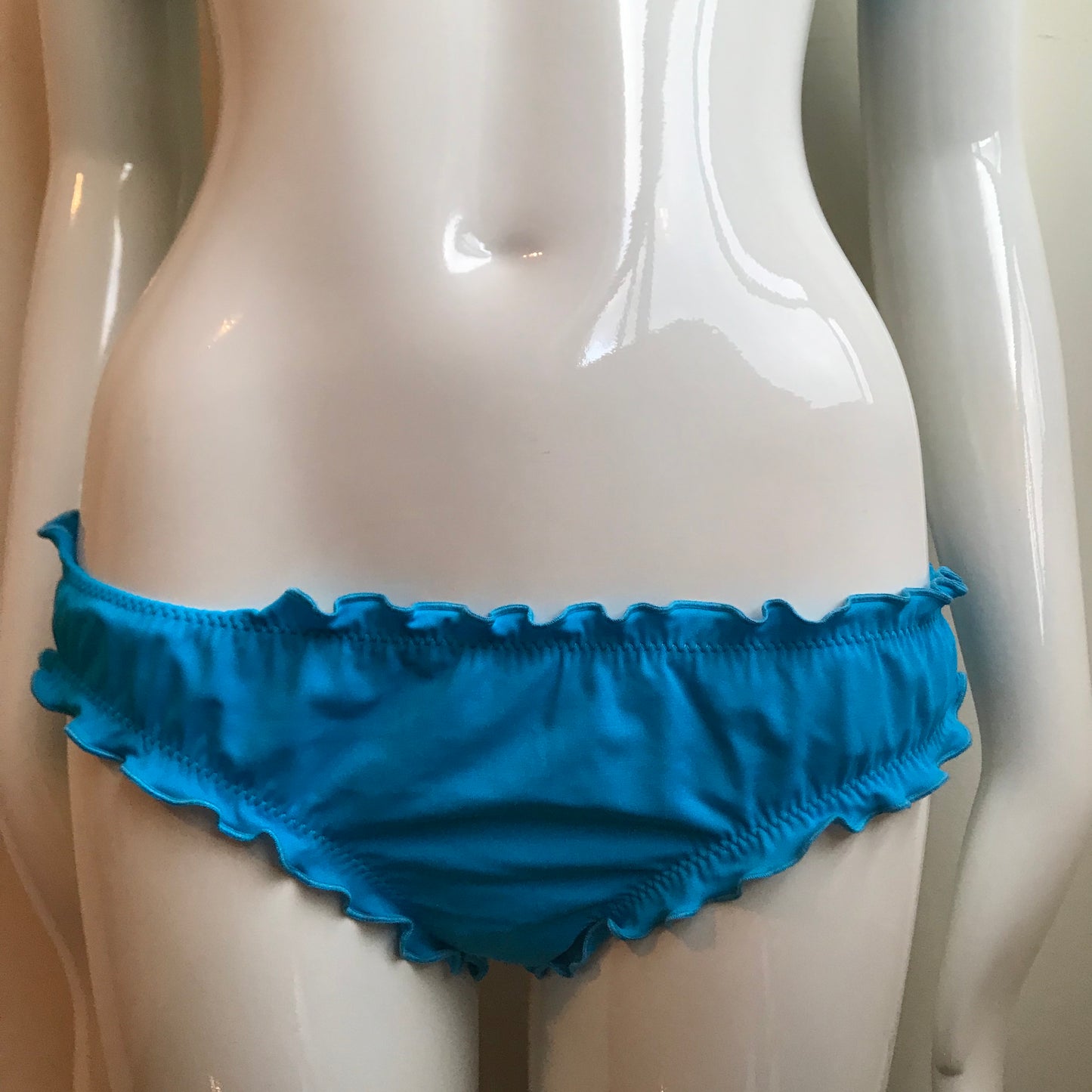Sun Dazed Blue Underwire bra 34DD D/DD Cup shirred ruffle bikini M