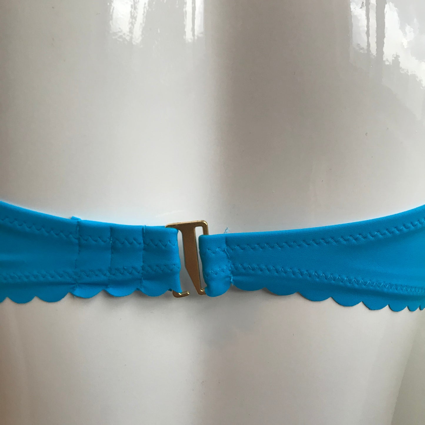 Sun Dazed Blue Underwire bra 34DD D/DD Cup shirred ruffle bikini M
