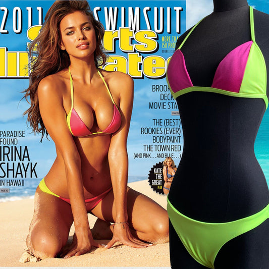 Sauvage Sports Illustrated COVER model swimsuit RARE bikini neon pink yellow