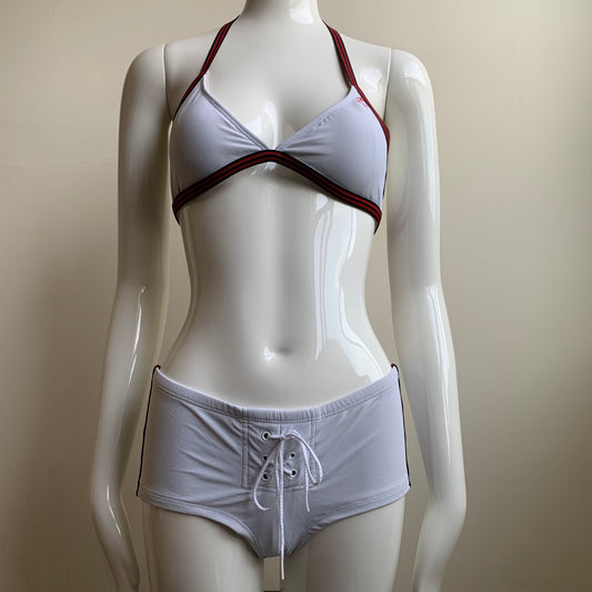 Billabong Bikini Vintage RARE Billabong boy leg short white jersey sport