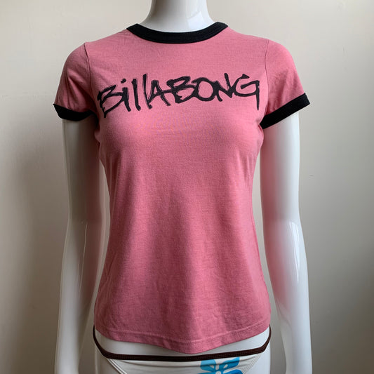 Billabong BLUE CRUSH era Vintage Y2K RARE dusty rose logo fitted t-shirt tshirt