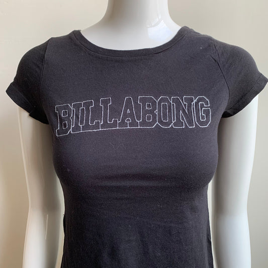 Billabong Vintage Surf Y2K RARE black stitched logo fitted t-shirt top tshirt