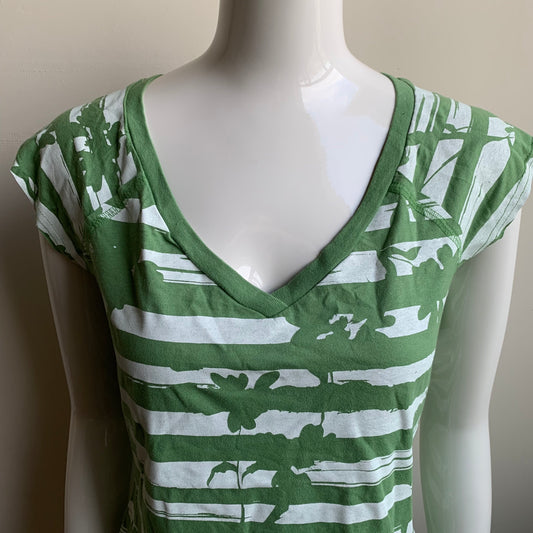 Billabong BLUE CRUSH era Vintage Y2K RARE Green striped v-neck t-shirt tshirt