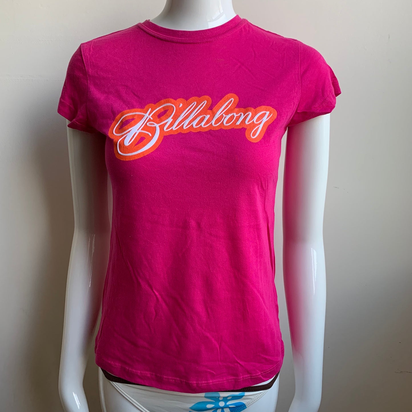 Billabong BLUE CRUSH era Vintage RARE Pink & Orange logo fitted t-shirt tshirt