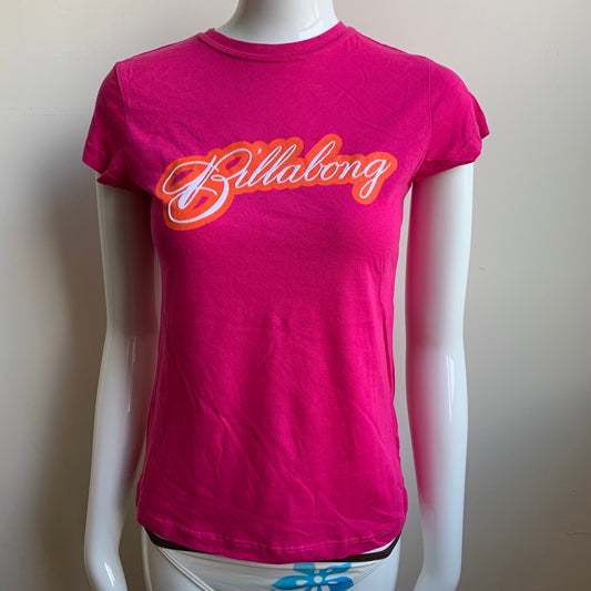 Billabong BLUE CRUSH era Vintage RARE Pink & Orange logo fitted t-shirt tshirt