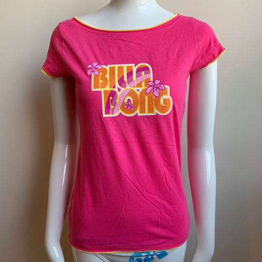 Billabong Vintage Blue Crush RARE Billabong hot pink logo fitted t-shirt tshirt