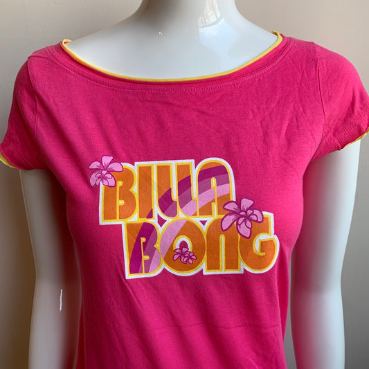 Billabong Vintage Blue Crush RARE Billabong hot pink logo fitted t-shirt tshirt
