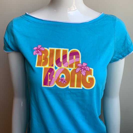 Billabong BLUE CRUSH Vintage Y2K RARE blue graphic logo fitted t-shirt tshirt