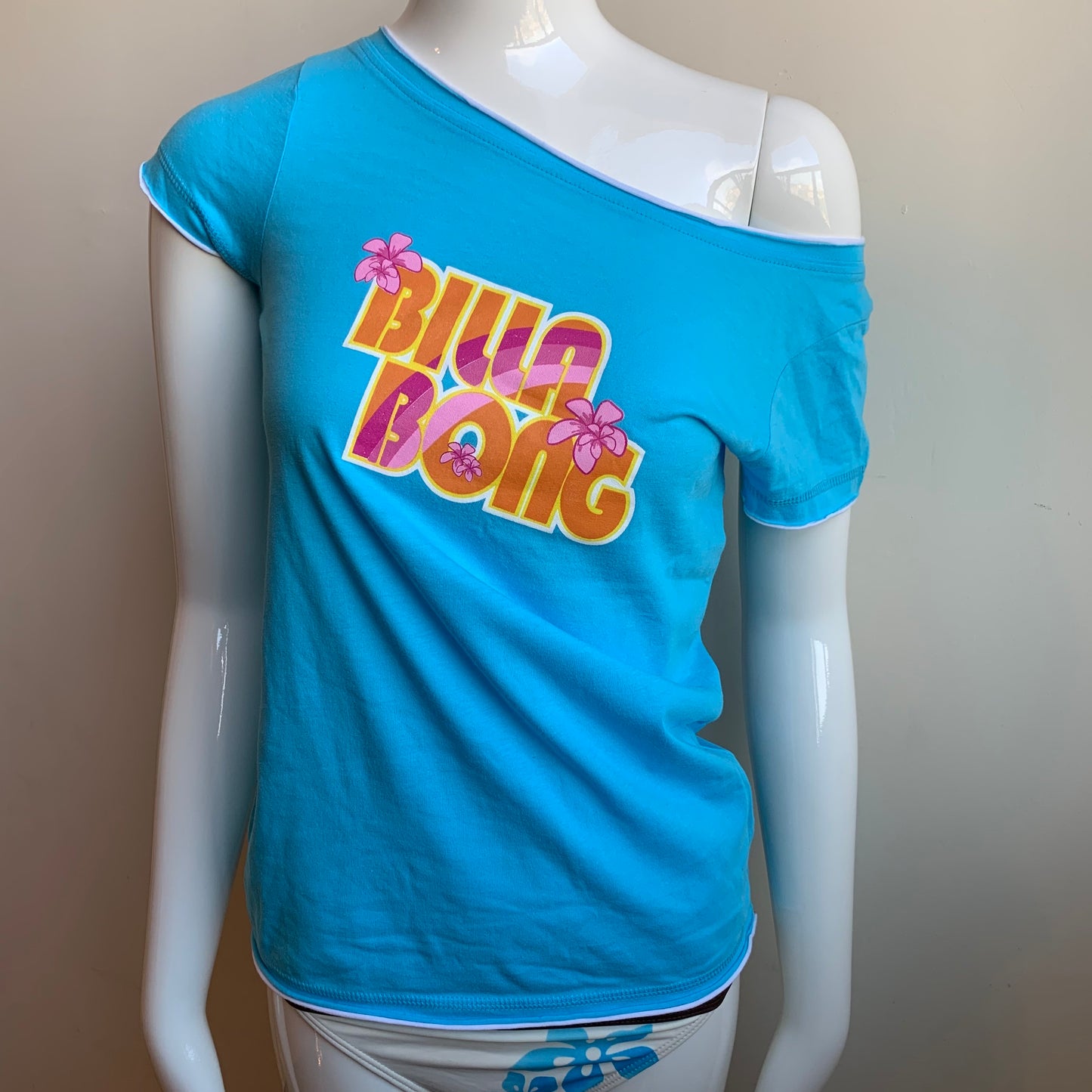 Billabong BLUE CRUSH Vintage Y2K RARE blue graphic logo fitted t-shirt tshirt