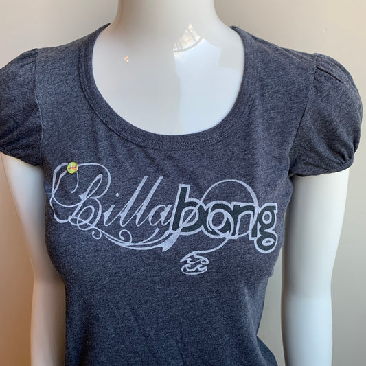 Billabong BLUE CRUSH era Vintage Y2K RARE Black logo fitted t-shirt tshirt top