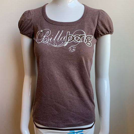 Billabong BLUE CRUSH era Vintage Y2K RARE Brown logo fitted t-shirt tshirt top
