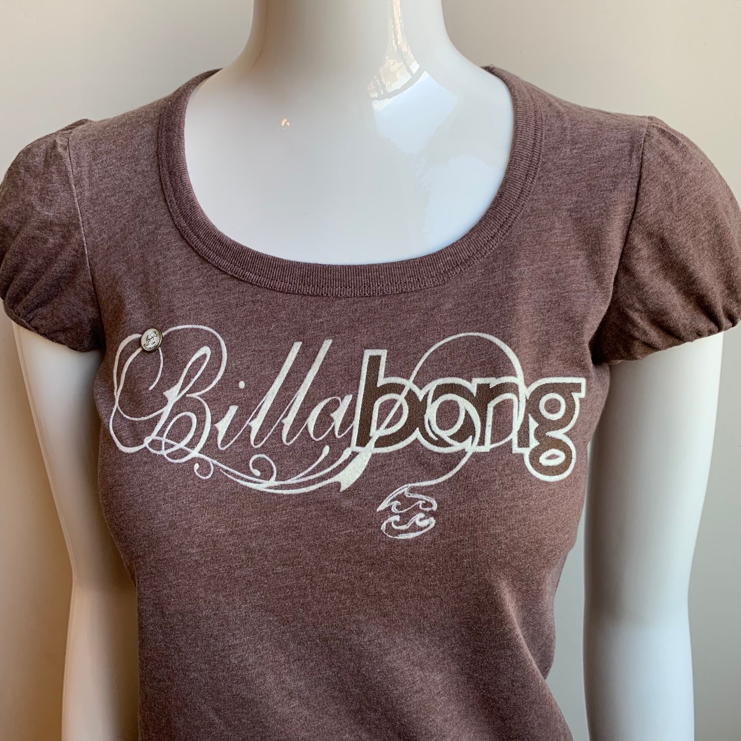 Billabong BLUE CRUSH era Vintage Y2K RARE Brown logo fitted t-shirt tshirt top