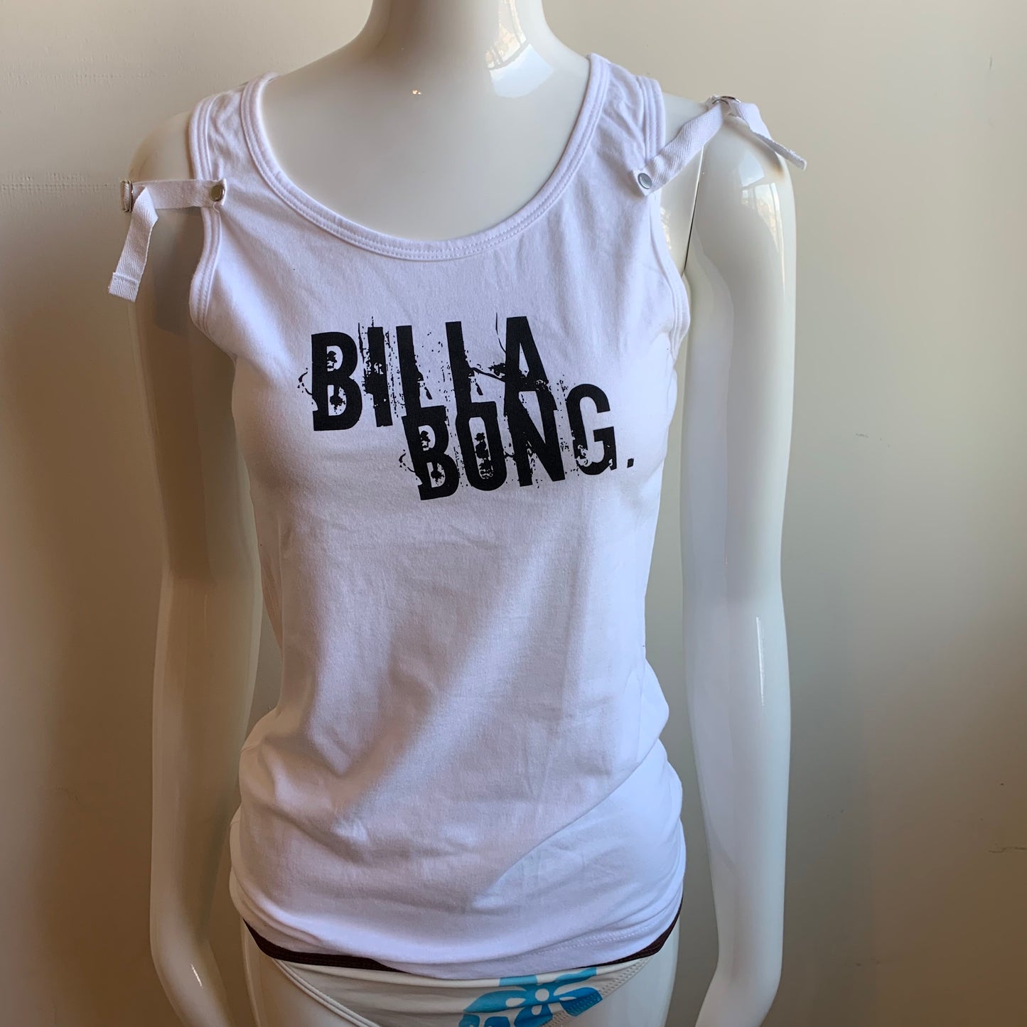 Billabong BLUE CRUSH era Vintage Y2K strappy rocker tank top white cotton