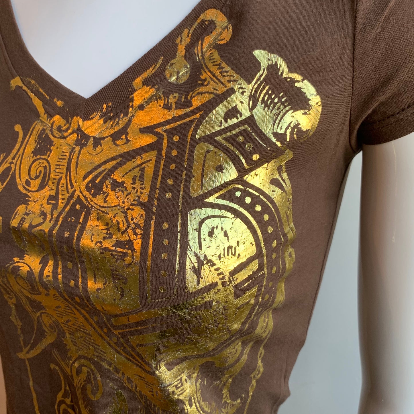 Billabong BLUE CRUSH era Vintage Y2K RARE brown gold logo fitted t-shirt tshirt