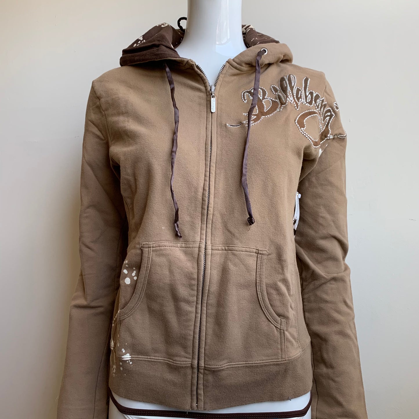 Billabong Hoodie Brown Splatter print zipper sweatshirt