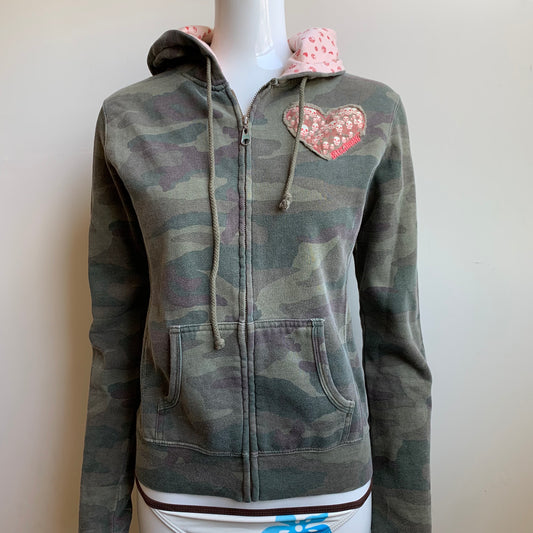 Billabong Hoodie camouflage army print heart hoodie sweater