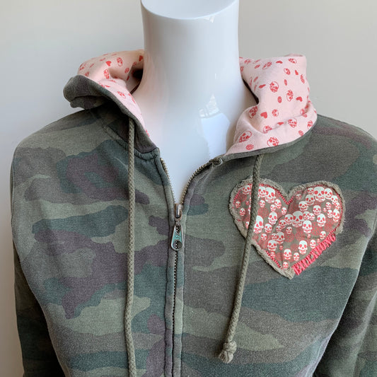 Billabong Hoodie camouflage army print heart hoodie sweater