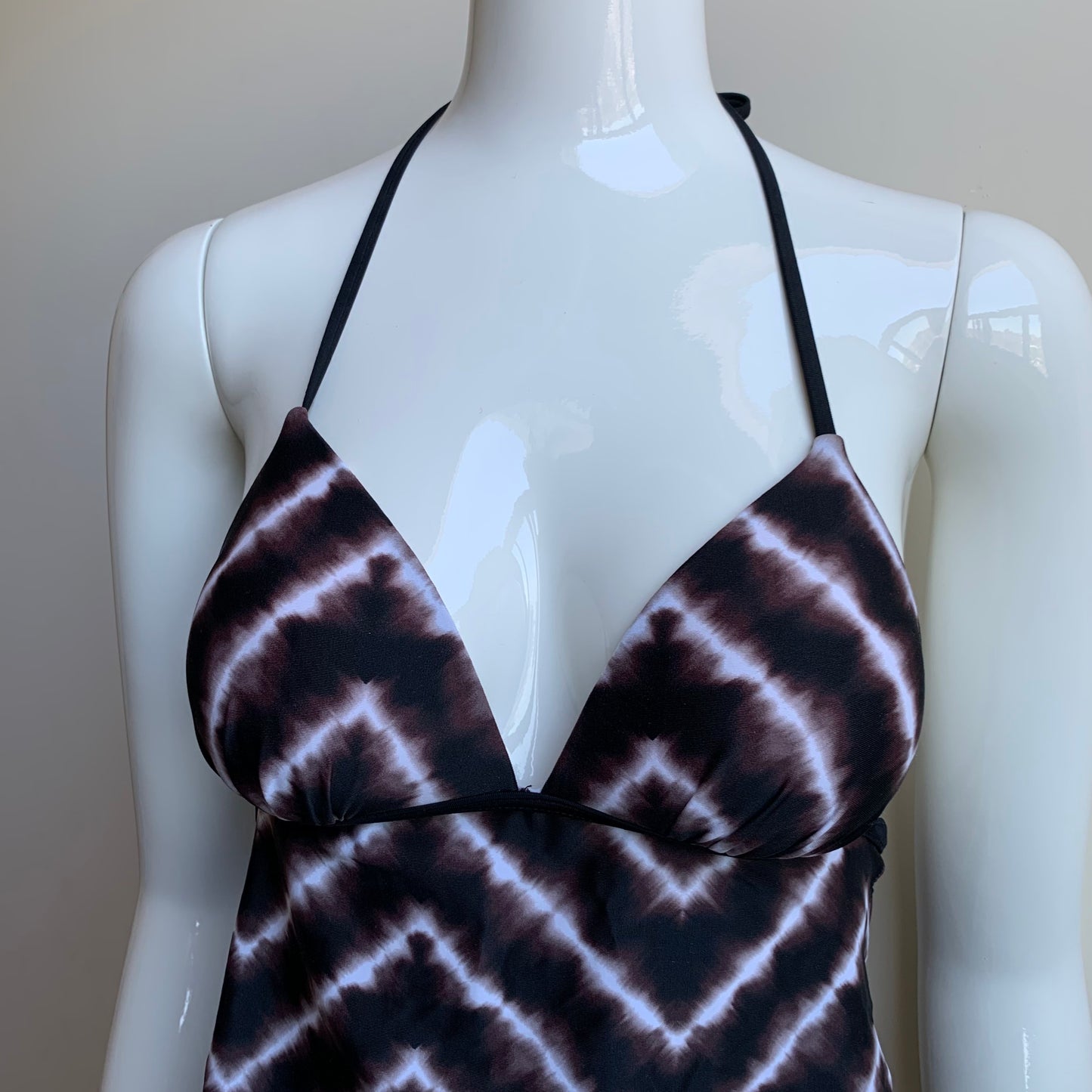 Hula Honey black apron style tankini top with push up padding