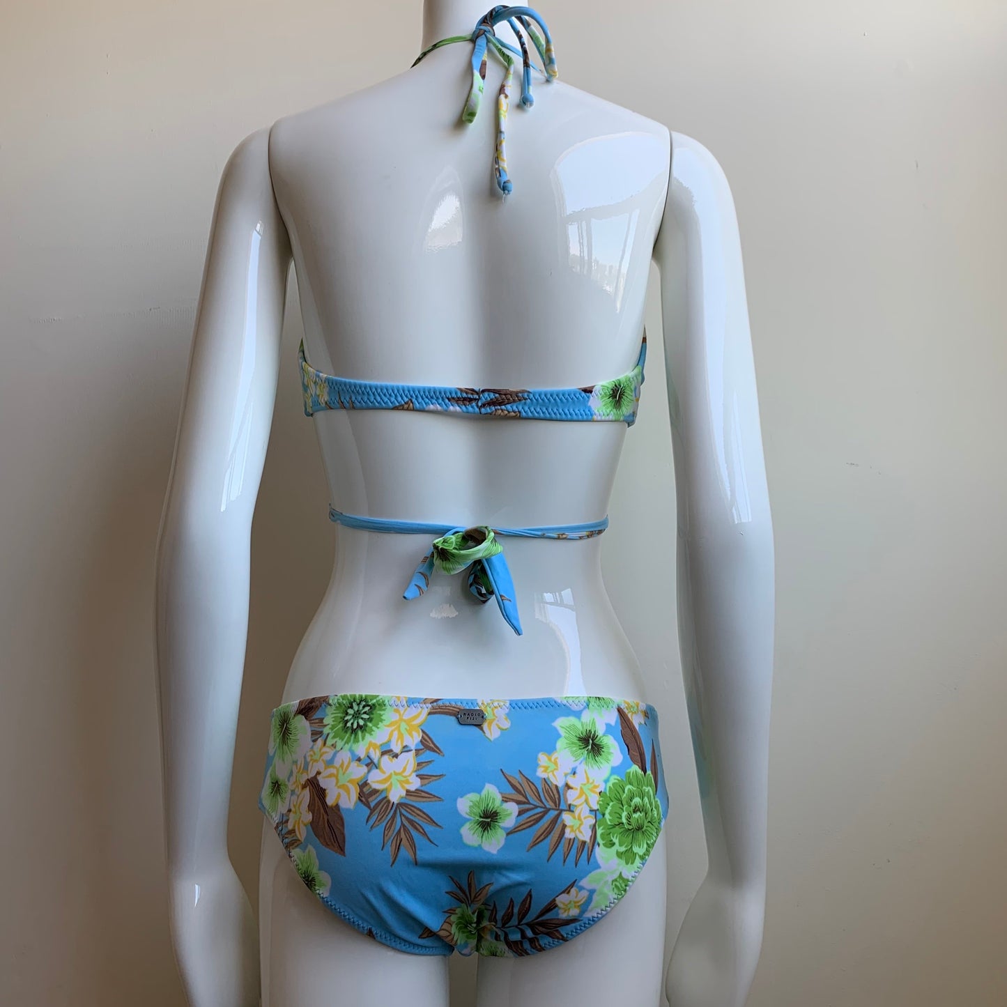 Radio Fiji blue & green floral wrap around low rise vintage bikini made in usa