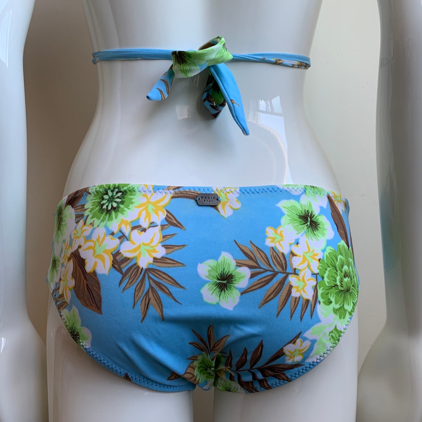 Radio Fiji blue & green floral wrap around low rise vintage bikini made in usa