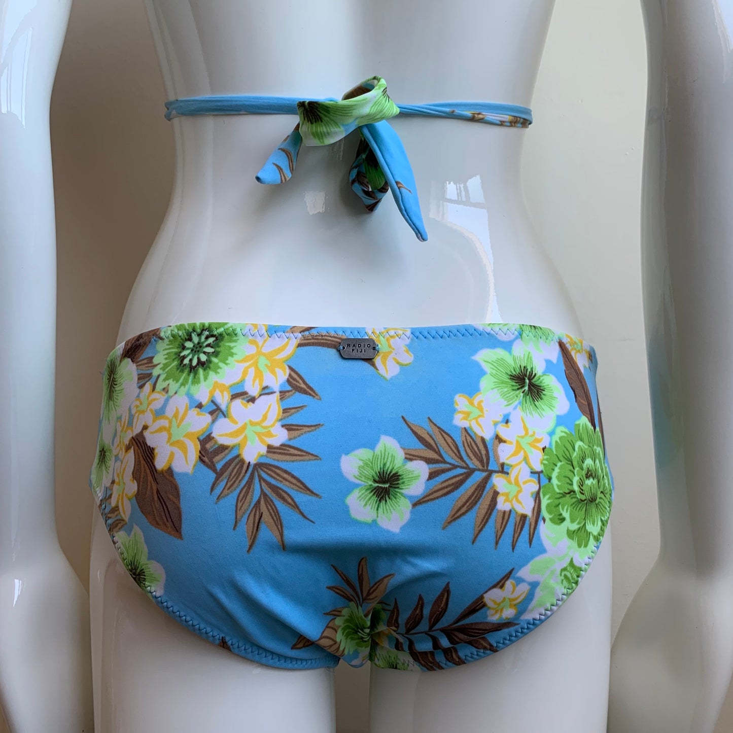 Radio Fiji blue & green floral wrap around low rise vintage bikini made in usa