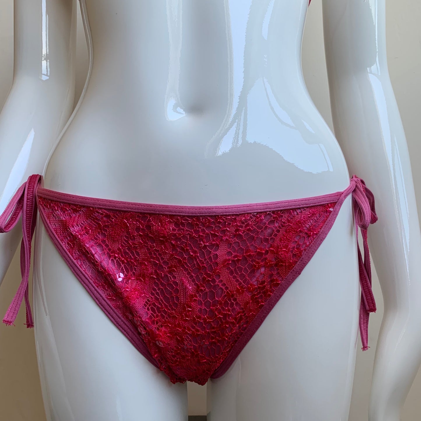 Sauvage california pink sequins triangle top tie side bikini